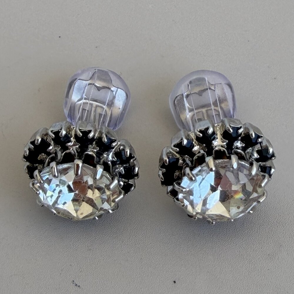 Christian Dior Vintage Silver-Plated Crystal Clip-On Earrings